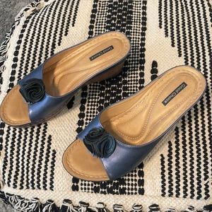 Brand: Good Choice. Style: Sydney Floral Wedge platform slides. Size 8.5  Blue.